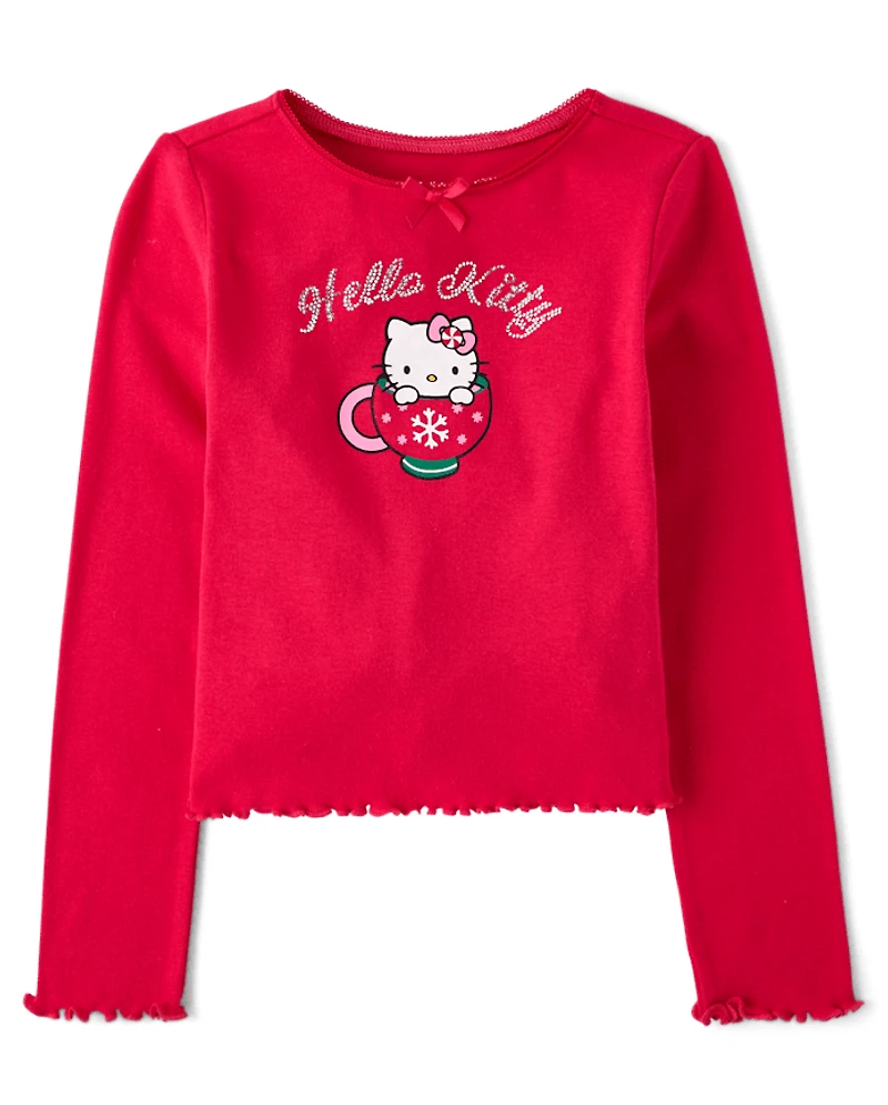 Girls Hello Kitty® Rhinestone Mug Ribbed Baby Tee