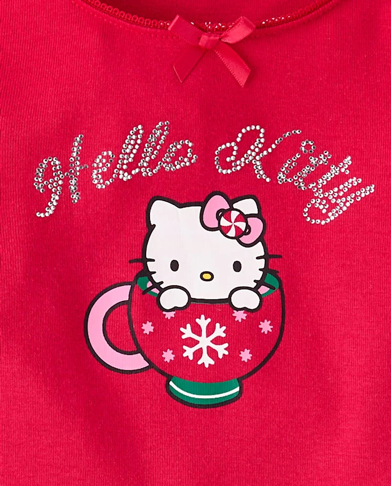 Girls Hello Kitty® Rhinestone Mug Ribbed Baby Tee