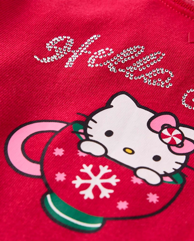 Girls Hello Kitty® Rhinestone Mug Ribbed Baby Tee