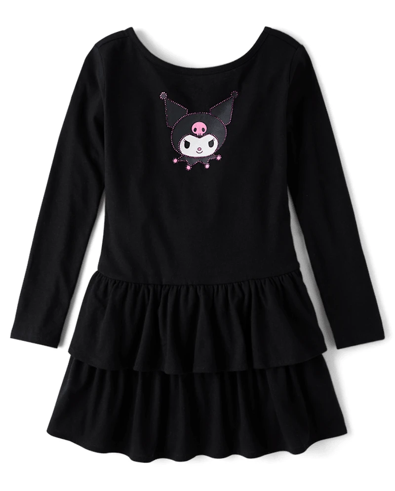Girls Hello Kitty® Rhinestone Tiered Drop Waist Dress