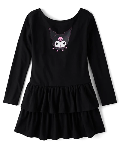 Girls Hello Kitty® Rhinestone Tiered Drop Waist Dress