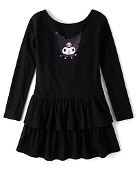 Girls Hello Kitty® Rhinestone Tiered Drop Waist Dress