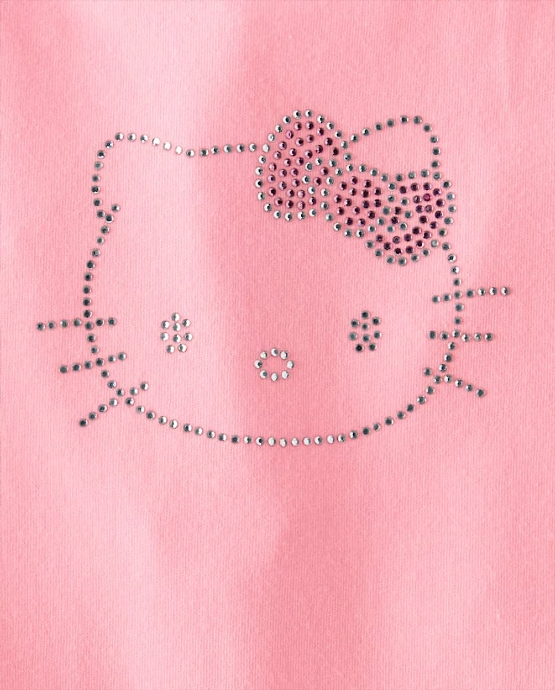 Girls Hello Kitty® Rhinestone Tiered Drop Waist Dress