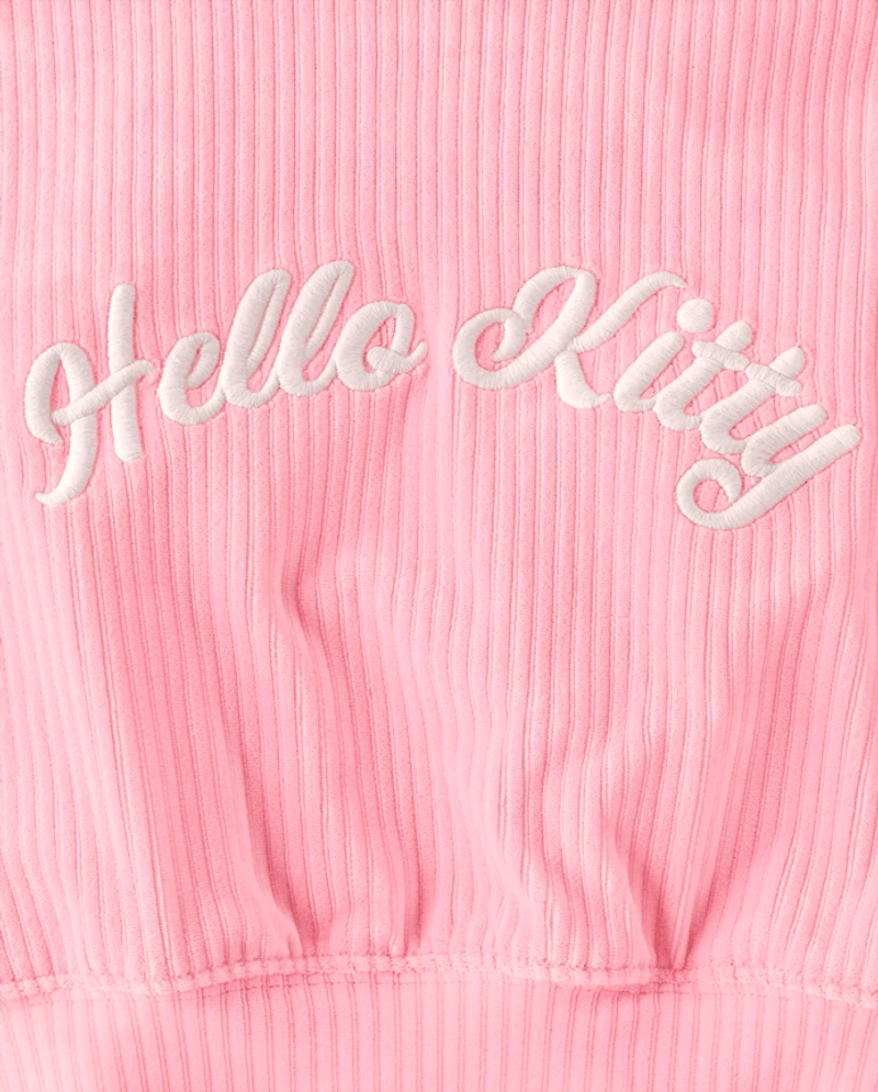 Girls Hello Kitty® Embroidered Velour Zip Up Hoodie