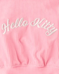 Girls Hello Kitty® Embroidered Velour Zip Up Hoodie