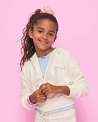 Girls Hello Kitty® Embroidered Velour Zip Up Hoodie