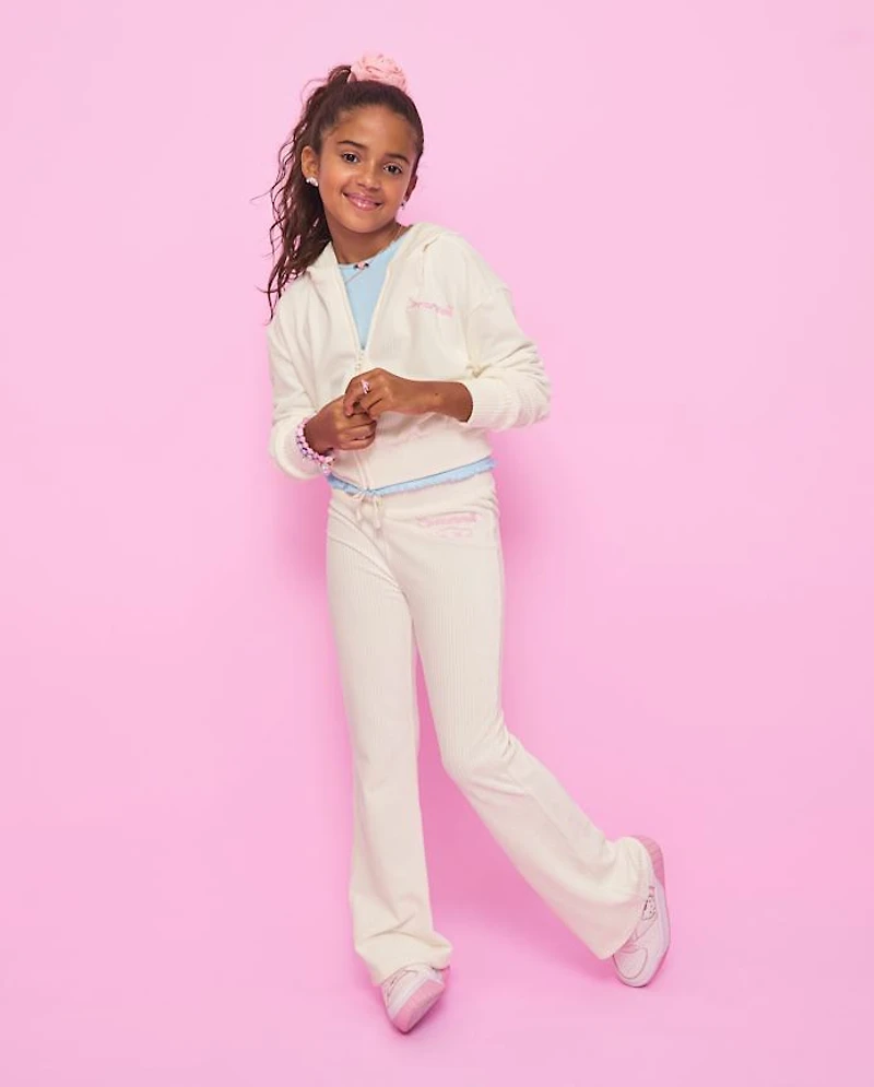 Girls Hello Kitty® Embroidered Velour Zip Up Hoodie