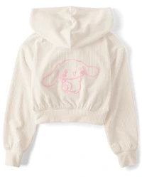 Girls Hello Kitty® Embroidered Velour Zip Up Hoodie