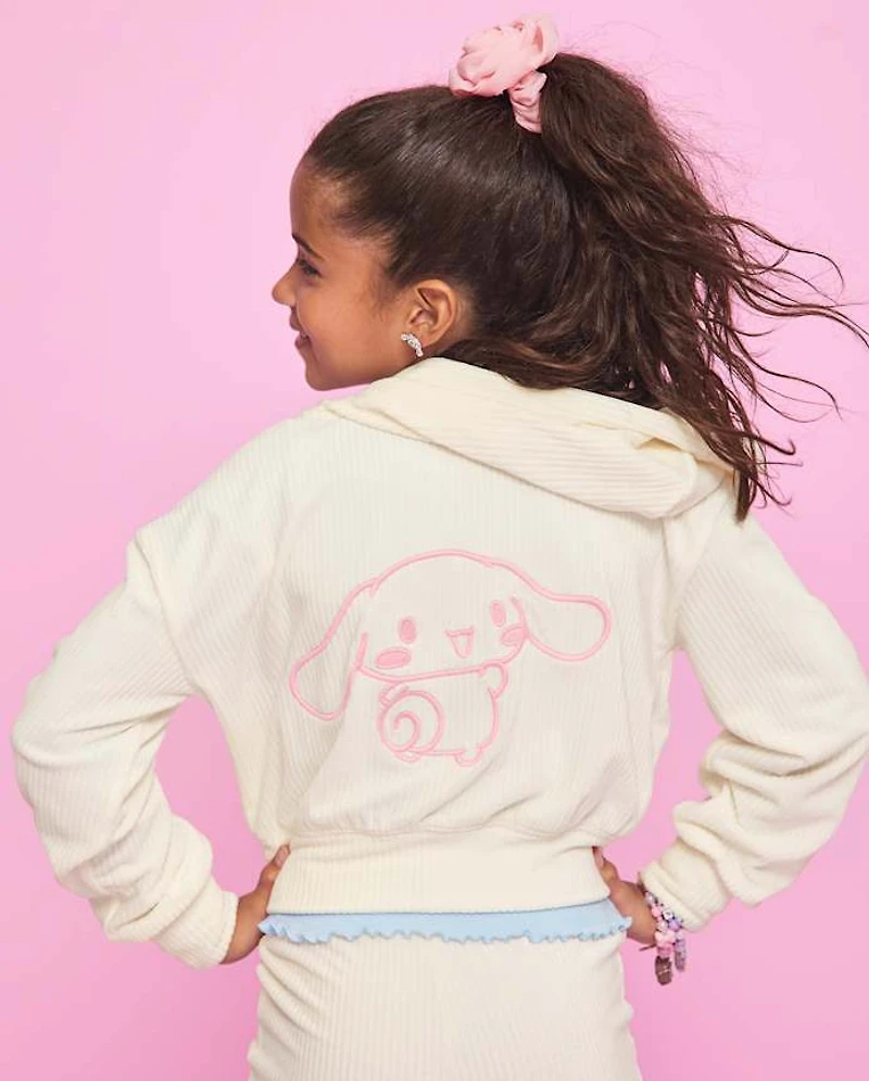 Girls Hello Kitty® Embroidered Velour Zip Up Hoodie