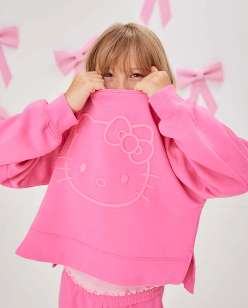 Girls Hello Kitty® Embroidered Premium Fleece Sweatshirt