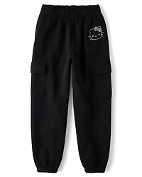Girls Hello Kitty® Rhinestone Premium Fleece Cargo Jogger Pants