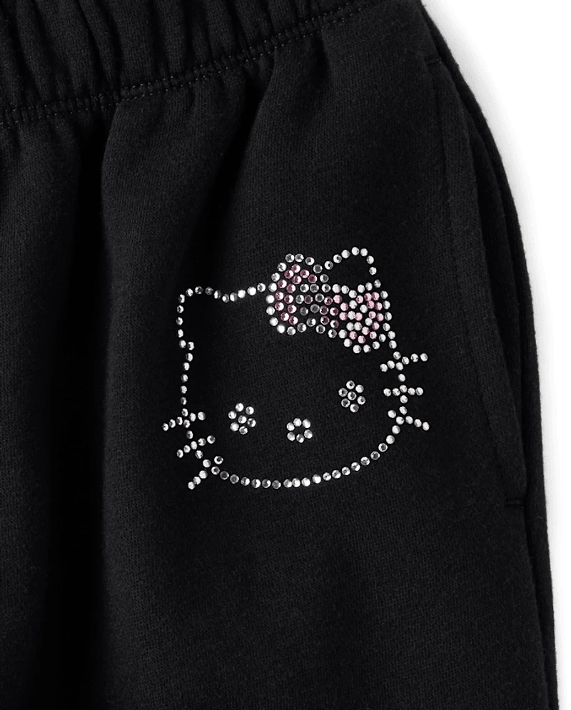 Girls Hello Kitty® Rhinestone Premium Fleece Cargo Jogger Pants
