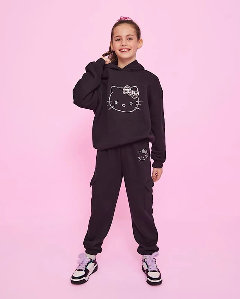 Girls Hello Kitty® Rhinestone Premium Fleece Cargo Jogger Pants