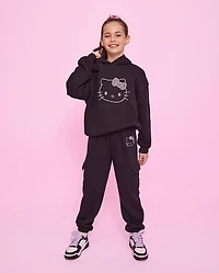 Girls Hello Kitty® Rhinestone Premium Fleece Cargo Jogger Pants