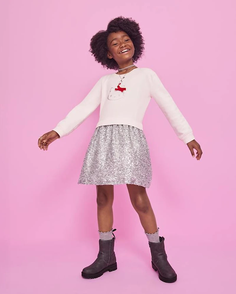 Girls Hello Kitty® Rhinestone Sweatshirt Dress