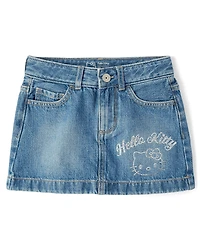 Girls Hello Kitty® Rhinestone Denim Skirt