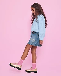 Girls Hello Kitty® Rhinestone Denim Skirt