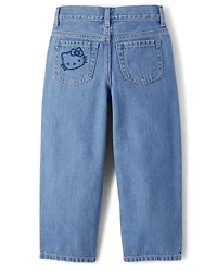 Girls Hello Kitty® Embroidered Heart Patch Barrel Jeans