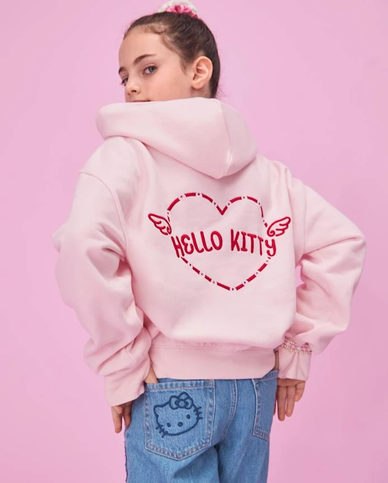 Girls Hello Kitty® Embroidered Heart Patch Barrel Jeans