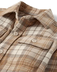 Boys Plaid Flannel Button Up Shirt
