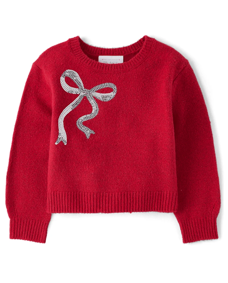 Toddler Girls Sequin Bow Sweater