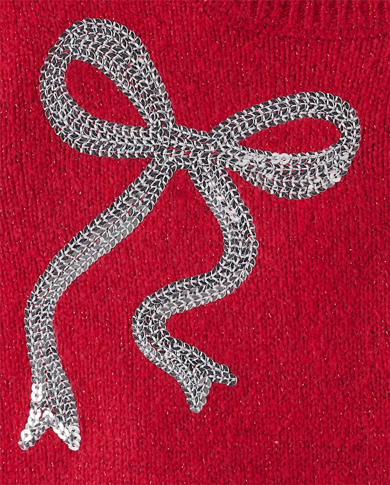 Toddler Girls Sequin Bow Sweater