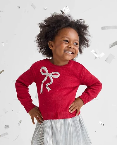 Toddler Girls Sequin Bow Sweater