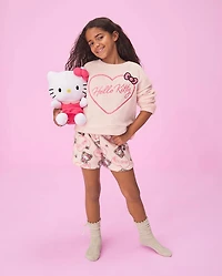 Girls Hello Kitty® Embroidered Heart Fleece Pajamas