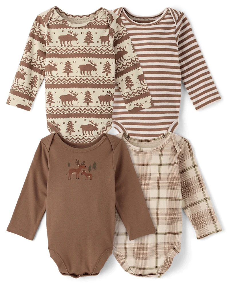 Body bébé garçon motif orignal (lot de 4)