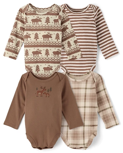 Body bébé garçon motif orignal (lot de 4)