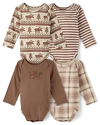 Body bébé garçon motif orignal (lot de 4)