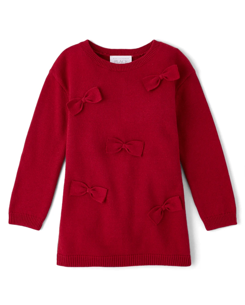 Toddler Girls Bow Sweater Dress