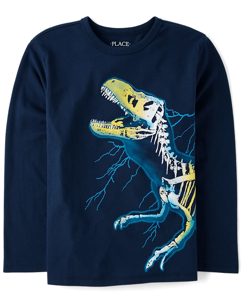 T-shirt graphique squelette de dinosaure pour garçon