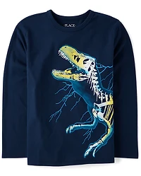 T-shirt graphique squelette de dinosaure pour garçon