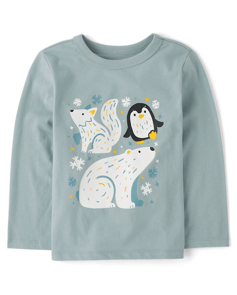 Baby And Toddler Boys Winter Animals Graphic Tee