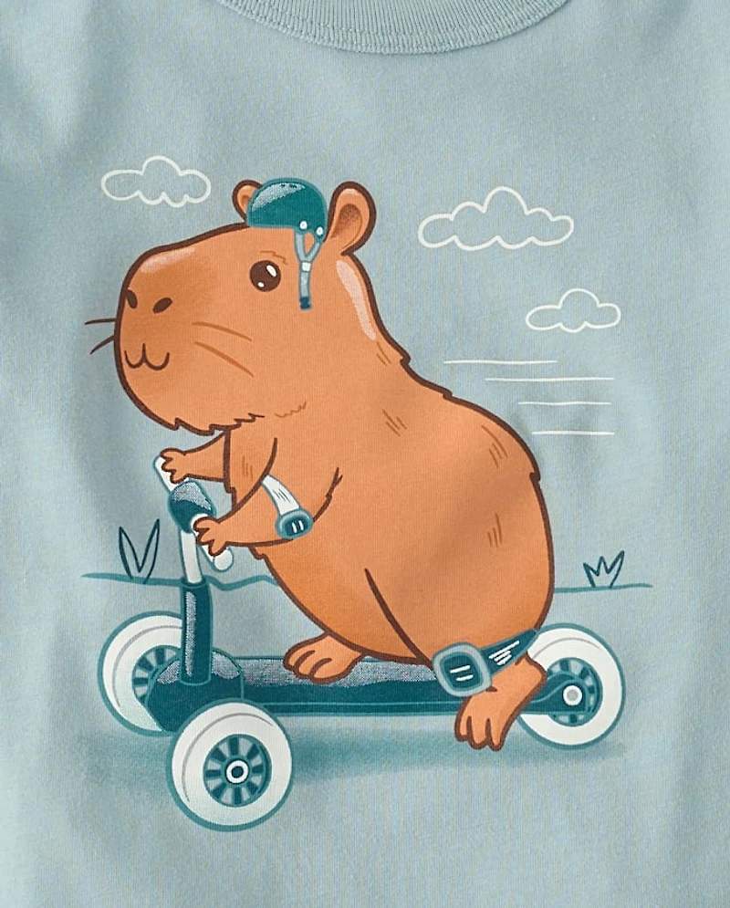 Baby And Toddler Boys Capybara Scooter Graphic Tee