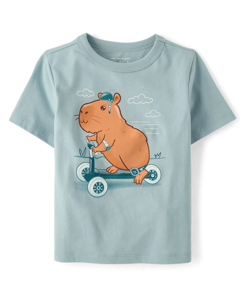 Baby And Toddler Boys Capybara Scooter Graphic Tee