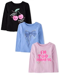 Lot de 3 t-shirts graphiques positifs pour bébés et petites filles
