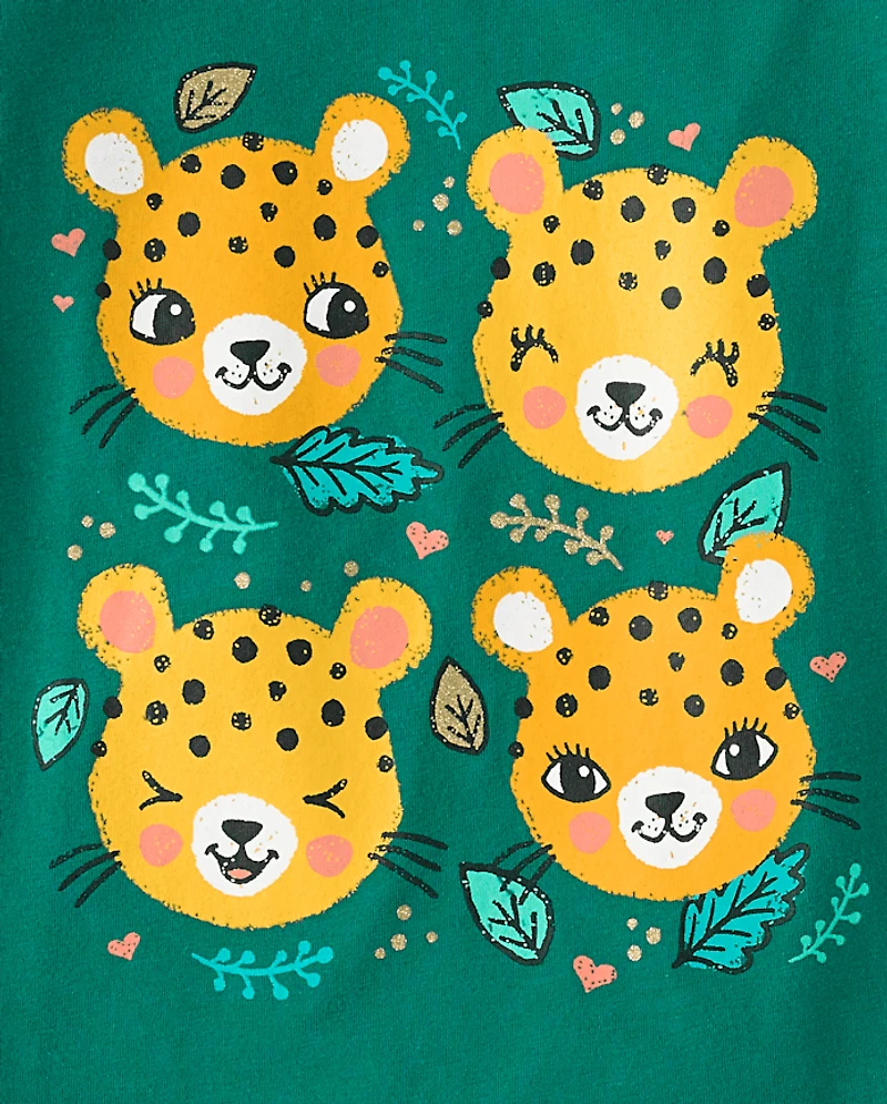T-shirt graphique guépards pour bébés et petites filles