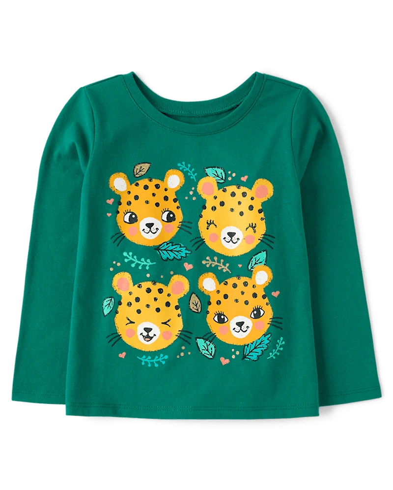 T-shirt graphique guépards pour bébés et petites filles