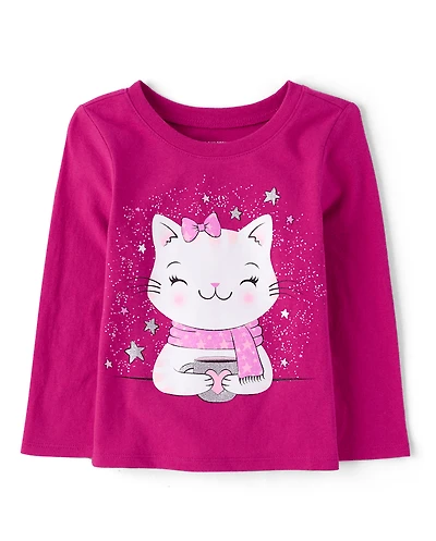 Baby And Toddler Girls Cat Cocoa Graphic Tee