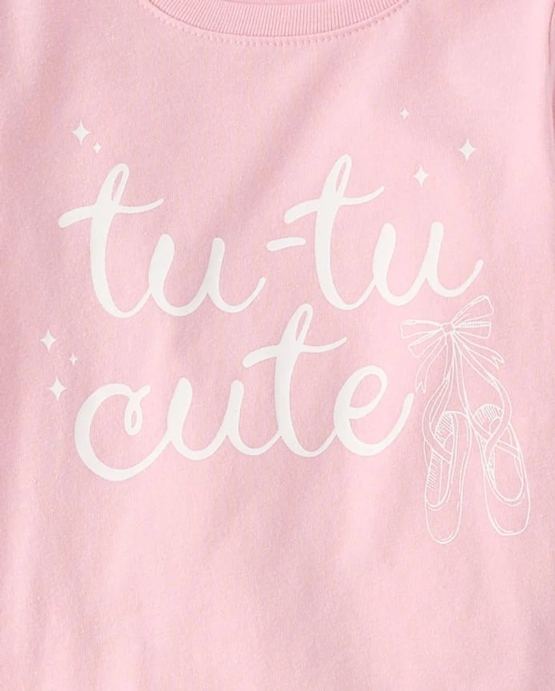 T-shirt graphique mignon avec tutu pour bébé et petite fille