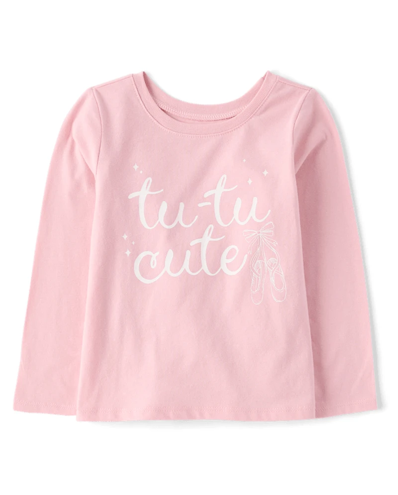 T-shirt graphique mignon avec tutu pour bébé et petite fille