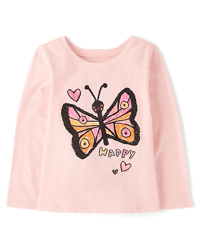 Baby And Toddler Girls Butterfly Graphic Tee