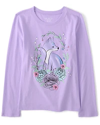 Girls Fox Flowers Graphic Tee