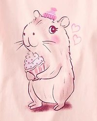 Girls Cupcake Capybara Graphic Tee