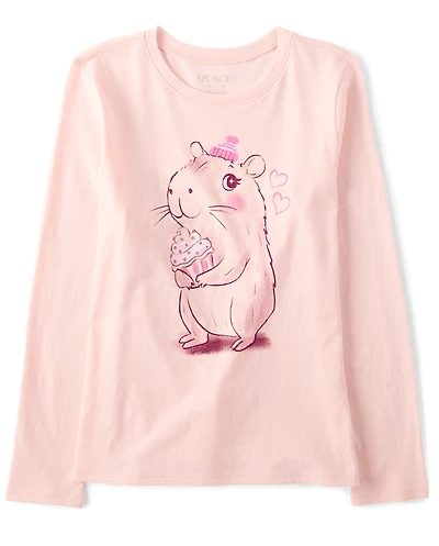 Girls Cupcake Capybara Graphic Tee