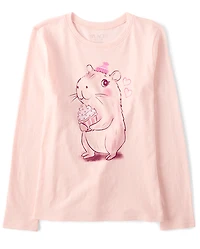 Girls Cupcake Capybara Graphic Tee