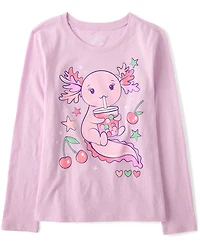 T-shirt graphique Axolotl Doodles pour filles