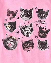 T-shirt graphique à motifs de chats pour filles